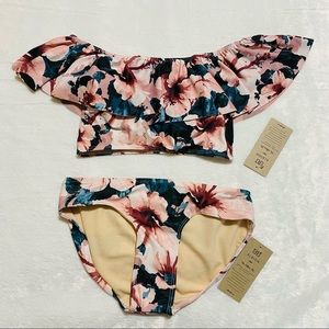 Albion Bronte Ruffle Crop Top and Hipster Bottoms Swimsuit, Extra Small (XS)